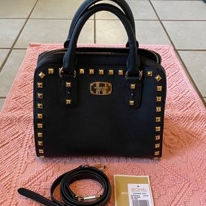 Michael Kors black leather studded crossbody